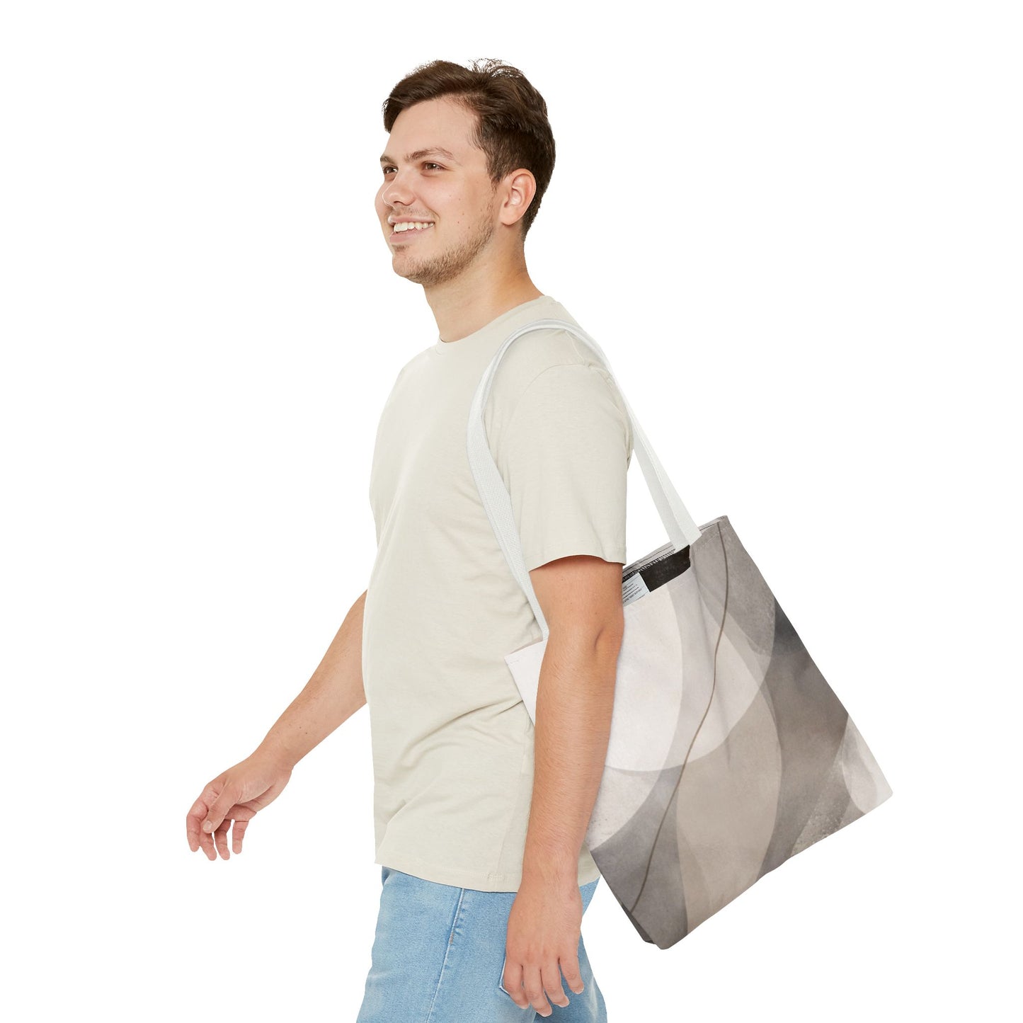 Neutral Abstract Watercolor Waves Tote Bag | All-Over Print