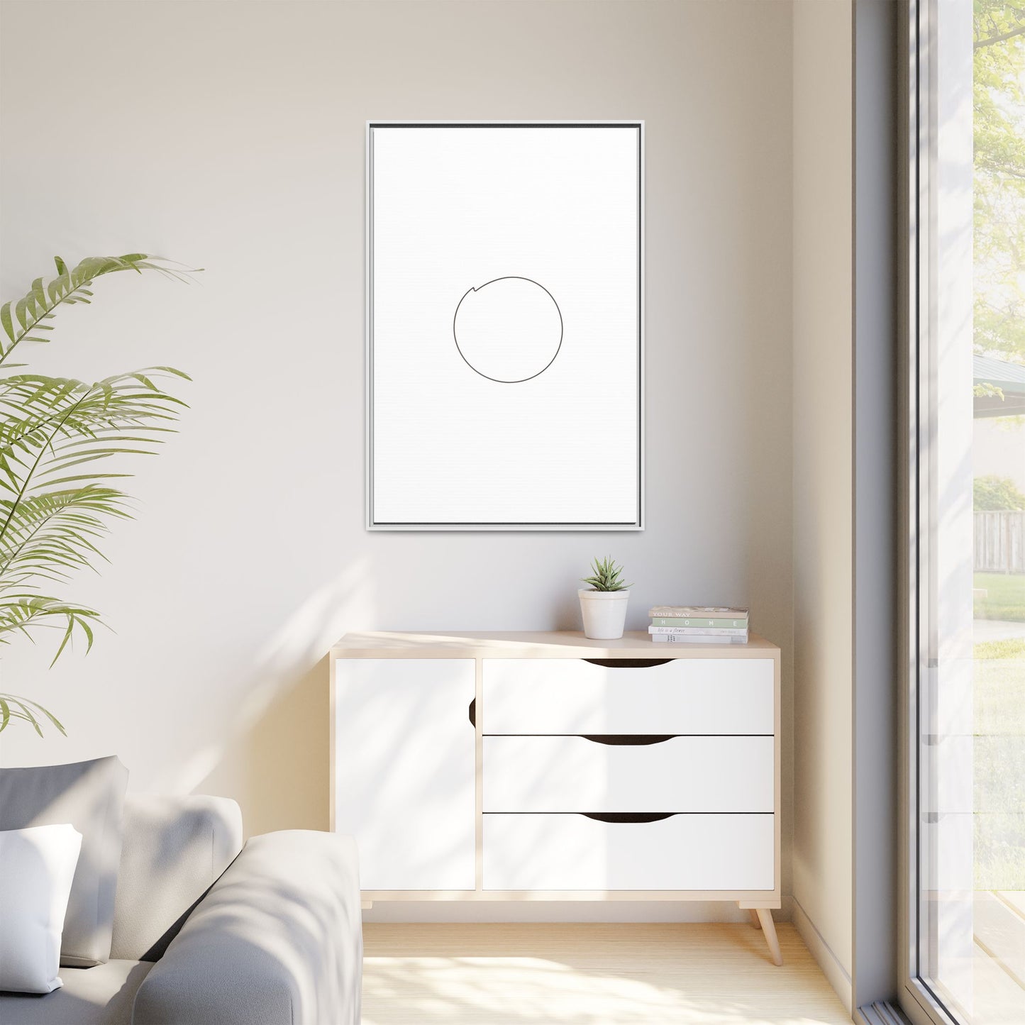 Minimal Circle Line Matte Canvas Framed | Modern Abstract Wall Art