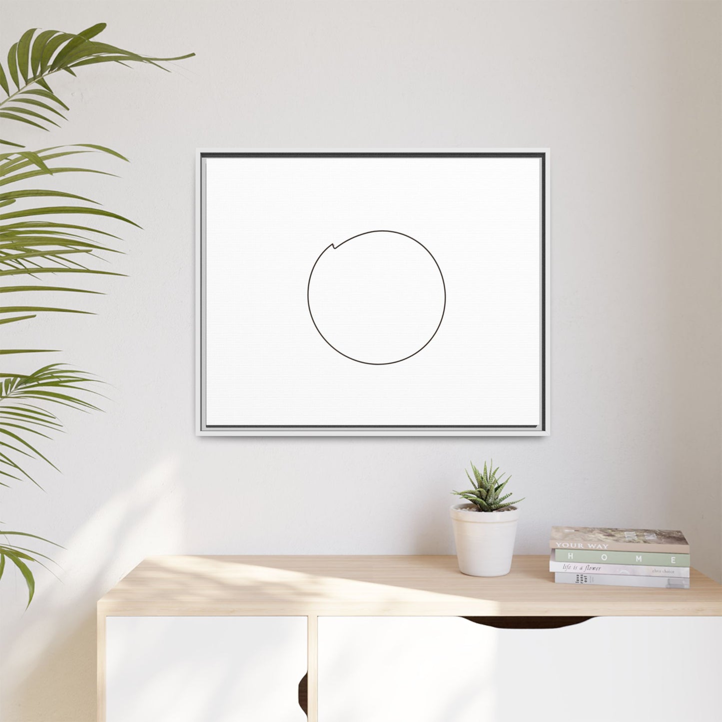 Minimal Circle Line Matte Canvas Framed | Modern Abstract Wall Art