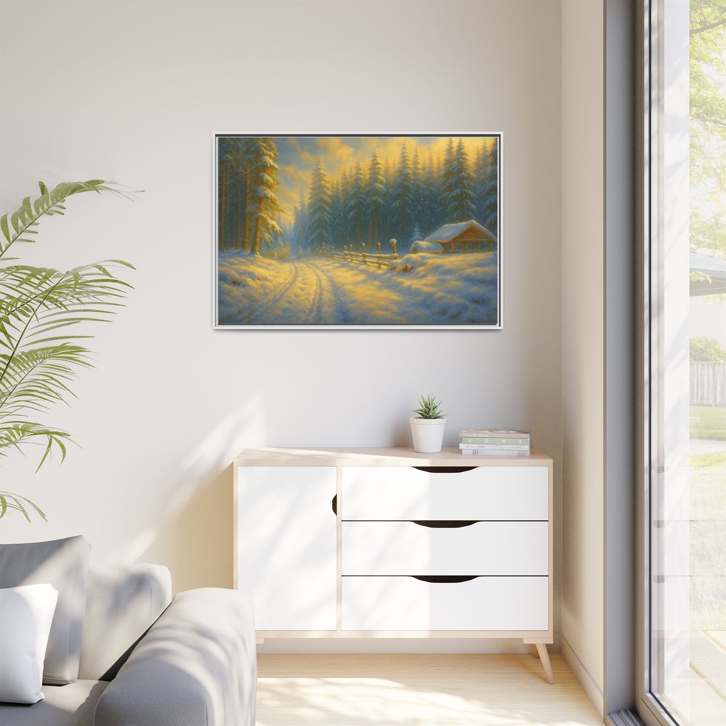 Wall Art Print, Winter Cabin Decor, Nature Scene, Holiday Gift, Cabin Vibes, Christmas Decoration, Matte Canvas, Framed - TRV