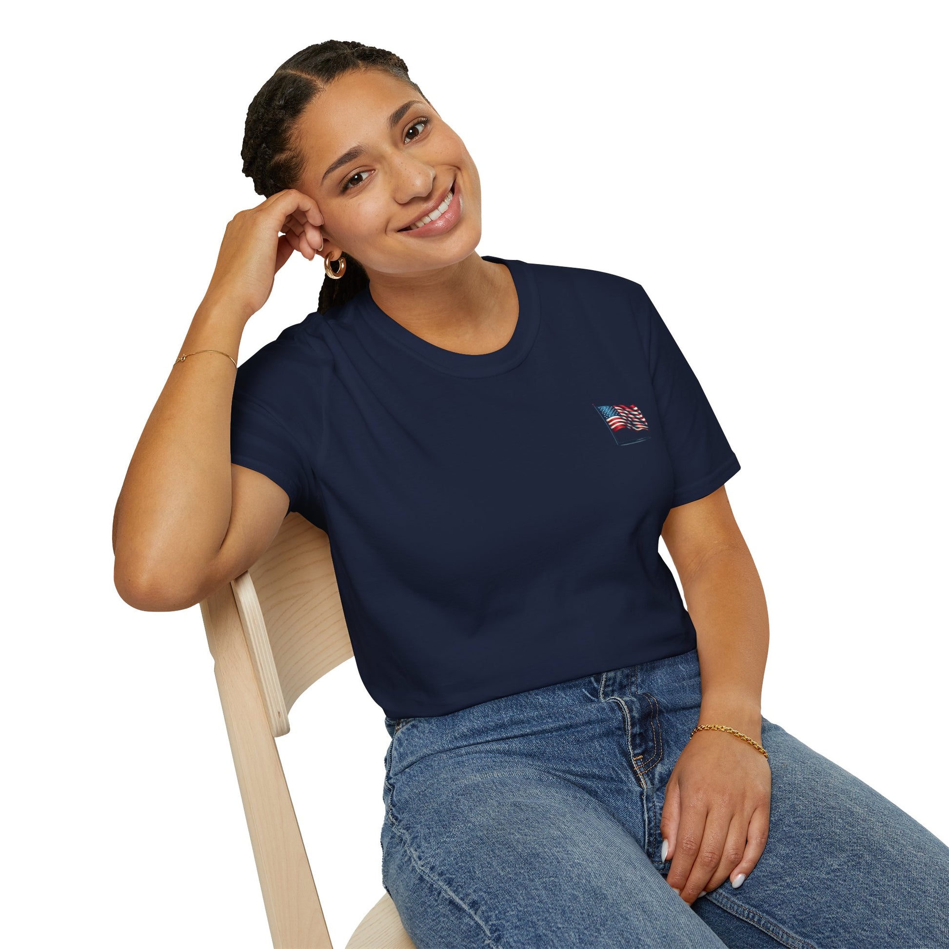 Patriotic Unisex Softstyle T-Shirt, American Flag Tee, USA Pride Shirt, Perfect for Independence Day, Casual Wear - TRV