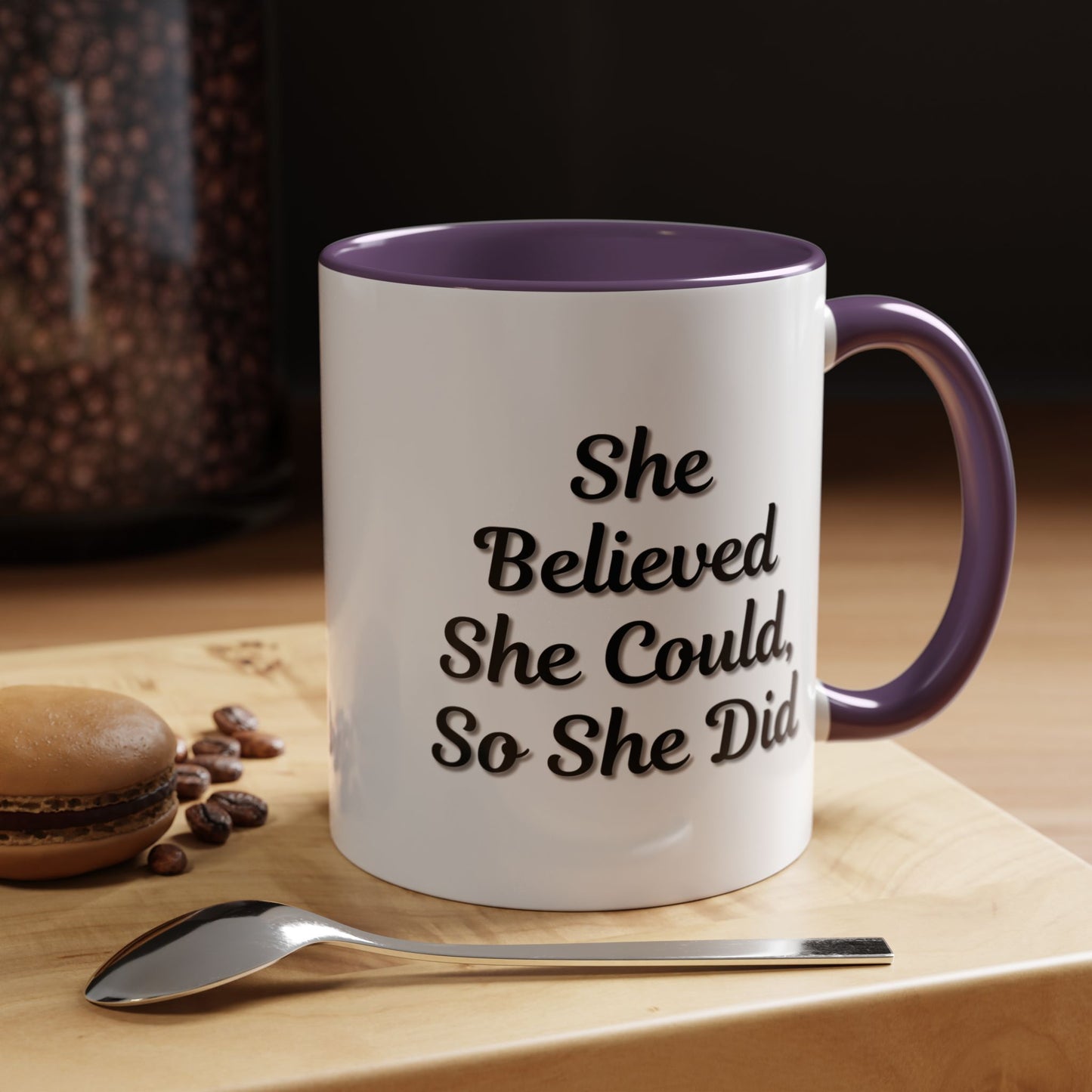 Inspiring Accent Coffee Mug - 'She Believed She Could, So She Did' - 11oz & 15oz