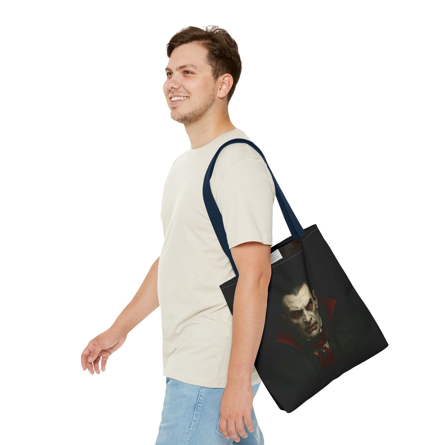 Vampire Haunted Tote Bag, Spooky Shopping Bag, Halloween Accessory, Gothic Style Handbag, Perfect for Halloween Parties, Unisex Tote - TRV