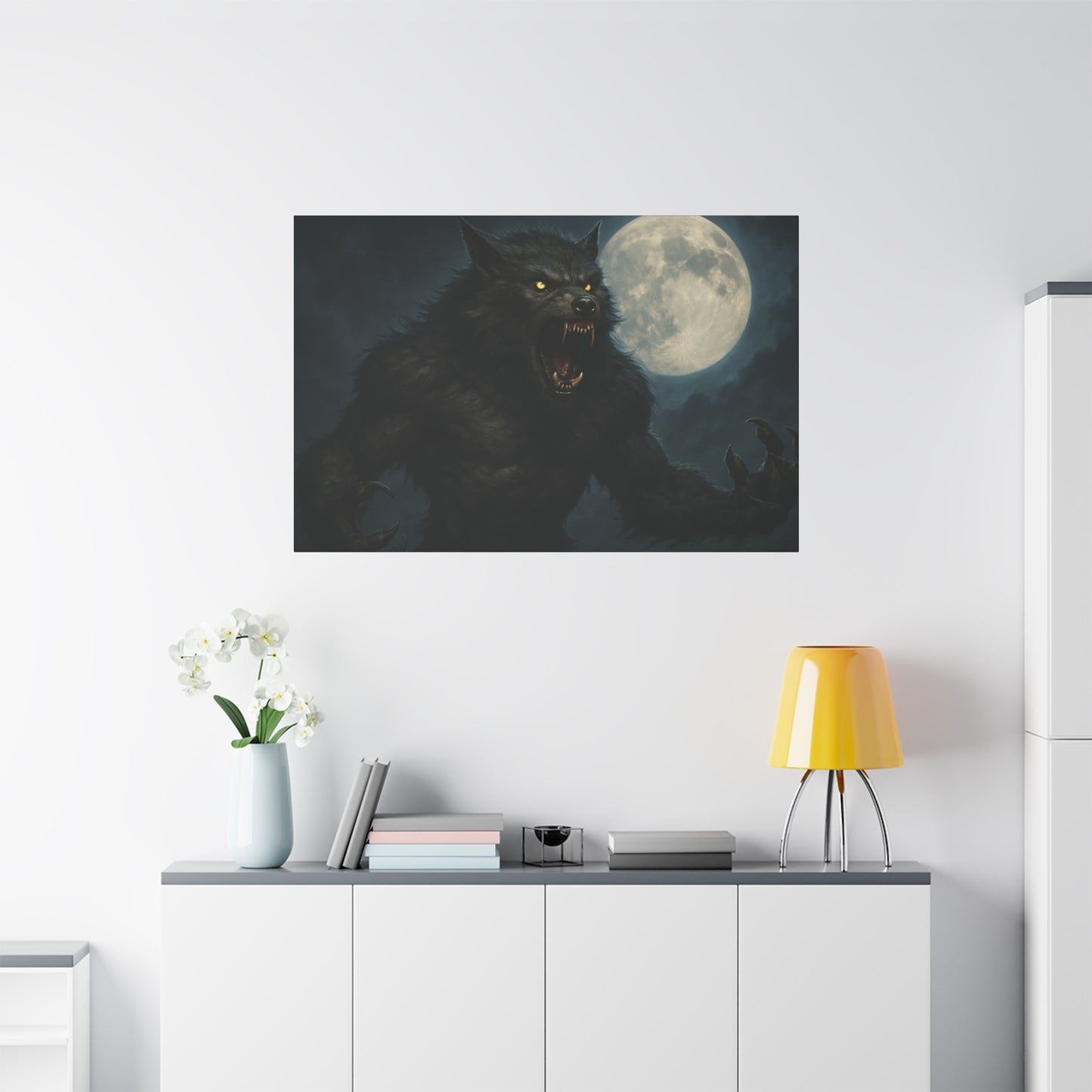Werewolf Moon Canvas Art | Dark Fantasy Decor for Halloween, Gothic Home, Werewolf Lover Gift, Unique Wall Art, Spooky Decor - TRV