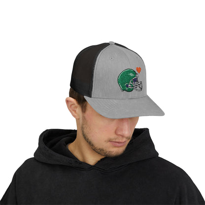 Snapback Trucker Cap with Football Heart Design - Perfect for Sports Fans, Gifts for Gamers, Casual Outings, Tailgating, and Team Spirit - TRV