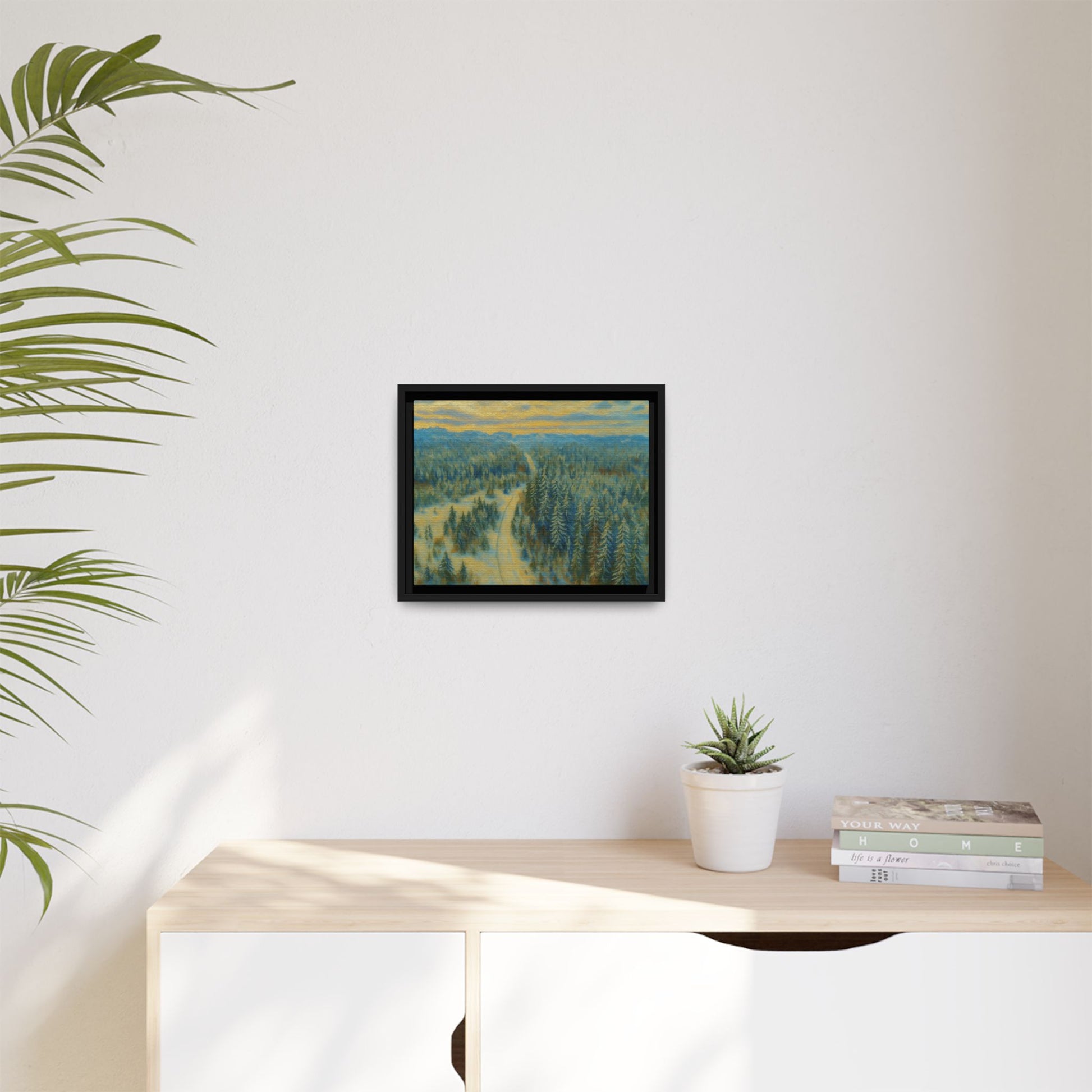 Framed Matte Canvas Art Print, Tranquil Forest Landscape, Home Decor for Nature Lovers, Wall Art for Living Room, Gift for Art Enthusiasts - TRV