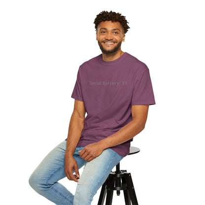 Social Battery 1% T-shirt | Introvert Funny Text Tee