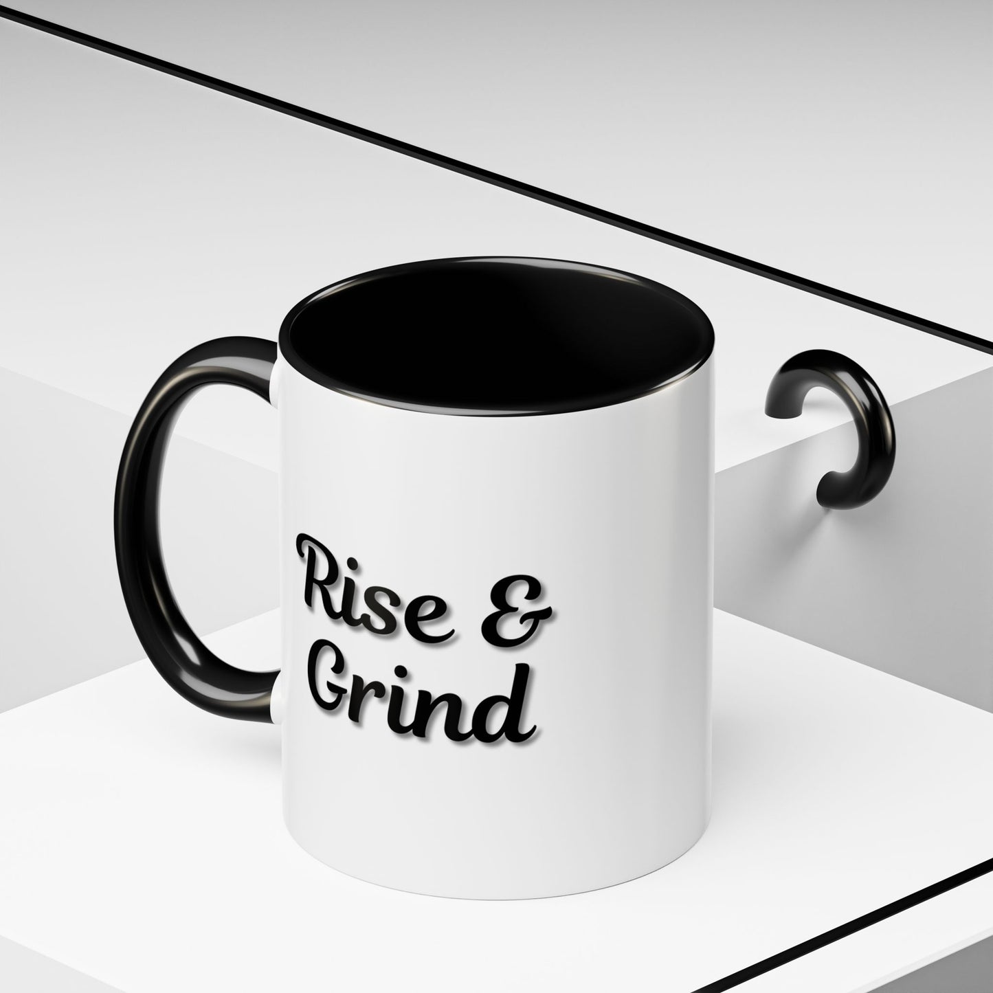 Rise & Grind Coffee Mug – Motivational Black Accent Mug for Daily Inspiration - TRV
