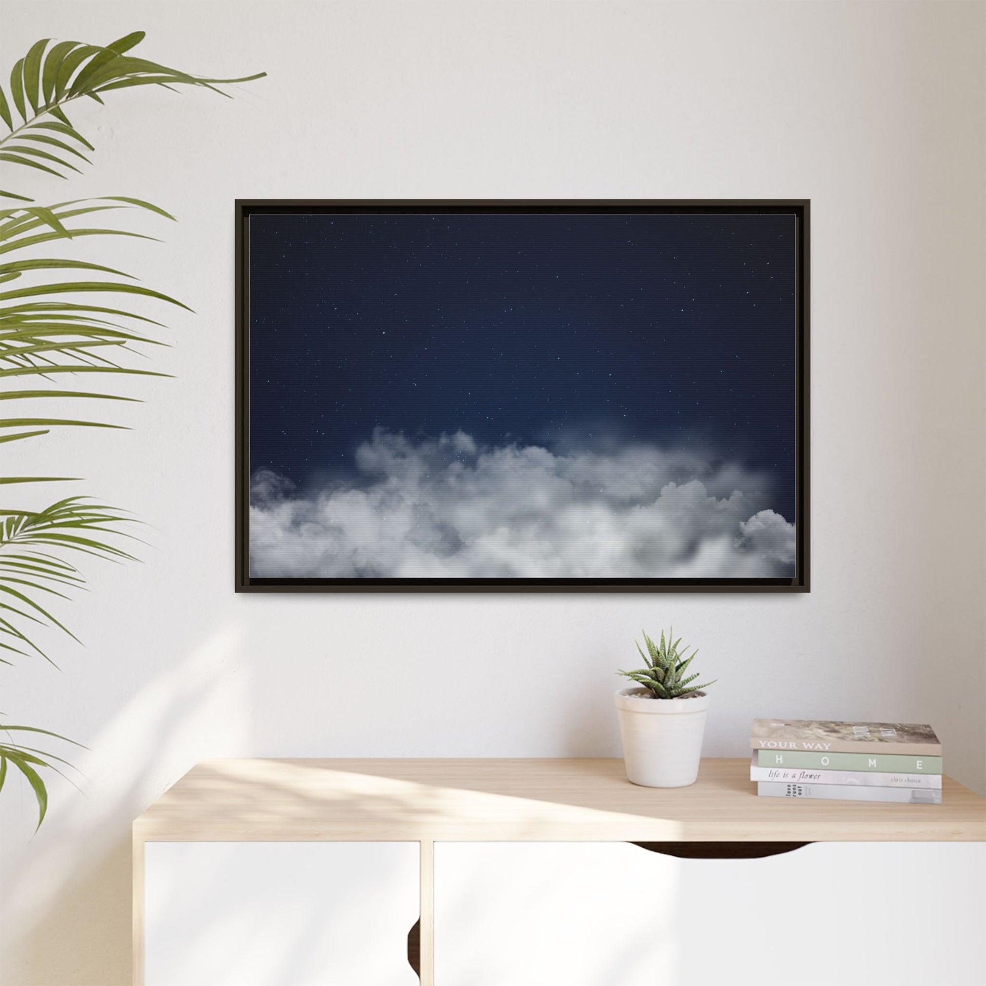 Night Sky Clouds Matte Canvas Framed | Starry Wall Art - TRV