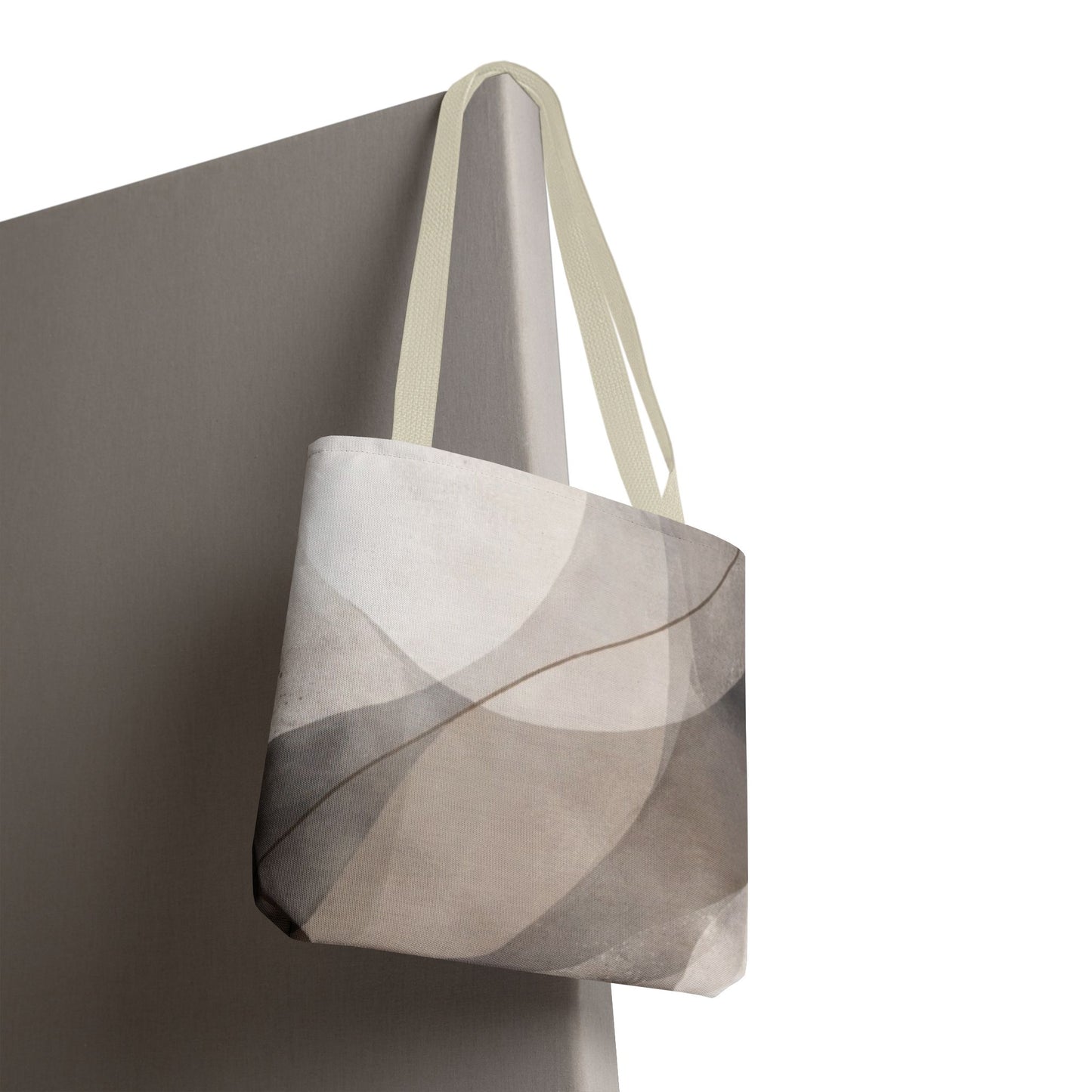 Neutral Abstract Watercolor Waves Tote Bag | All-Over Print