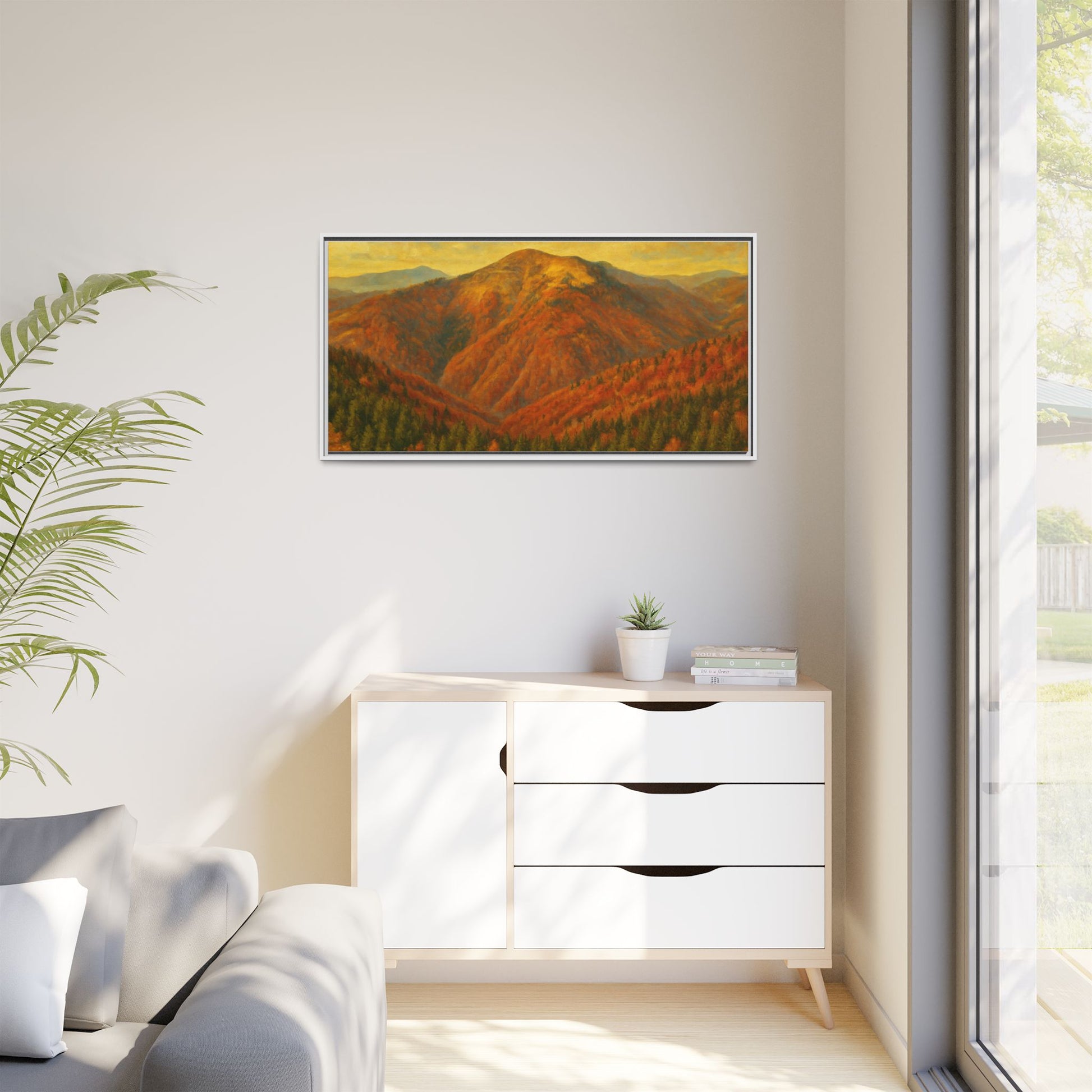 Autumn Landscape Wall Art, Cozy Home Decor, Nature Print, Framed Canvas, Fall Decorations, Gift Idea for Art Lovers - TRV