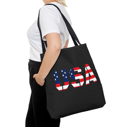 Patriotic USA Print Tote Bag, Reusable Shopping Bag, 4th of July Gift, Summer Carryall, American Flag Style - TRV