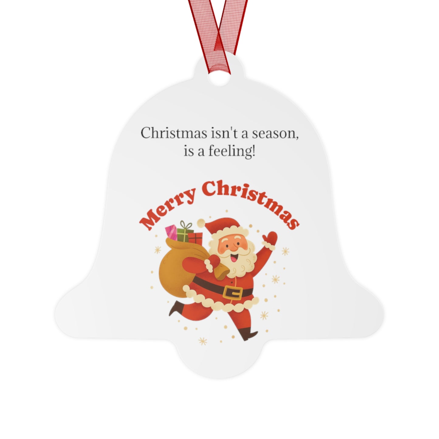 Merry Christmas Santa with Sack metal ornament | Bell shaped holiday decoration