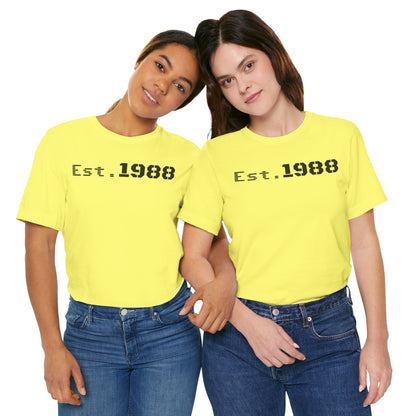 Est. 1988 Unisex Jersey Tee, Vintage Birthday Shirt, Casual Everyday Wear, Gift for Him or Her, Anniversary Celebration Tee