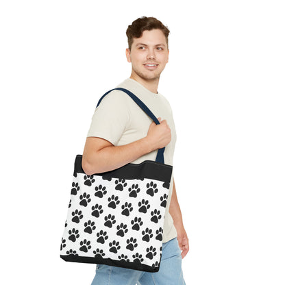 Paw Print Tote Bag, Dog Lover Gift, Shopping Tote, Eco-Friendly Bag, Pet Accessory, Animal Print Carryall - TRV