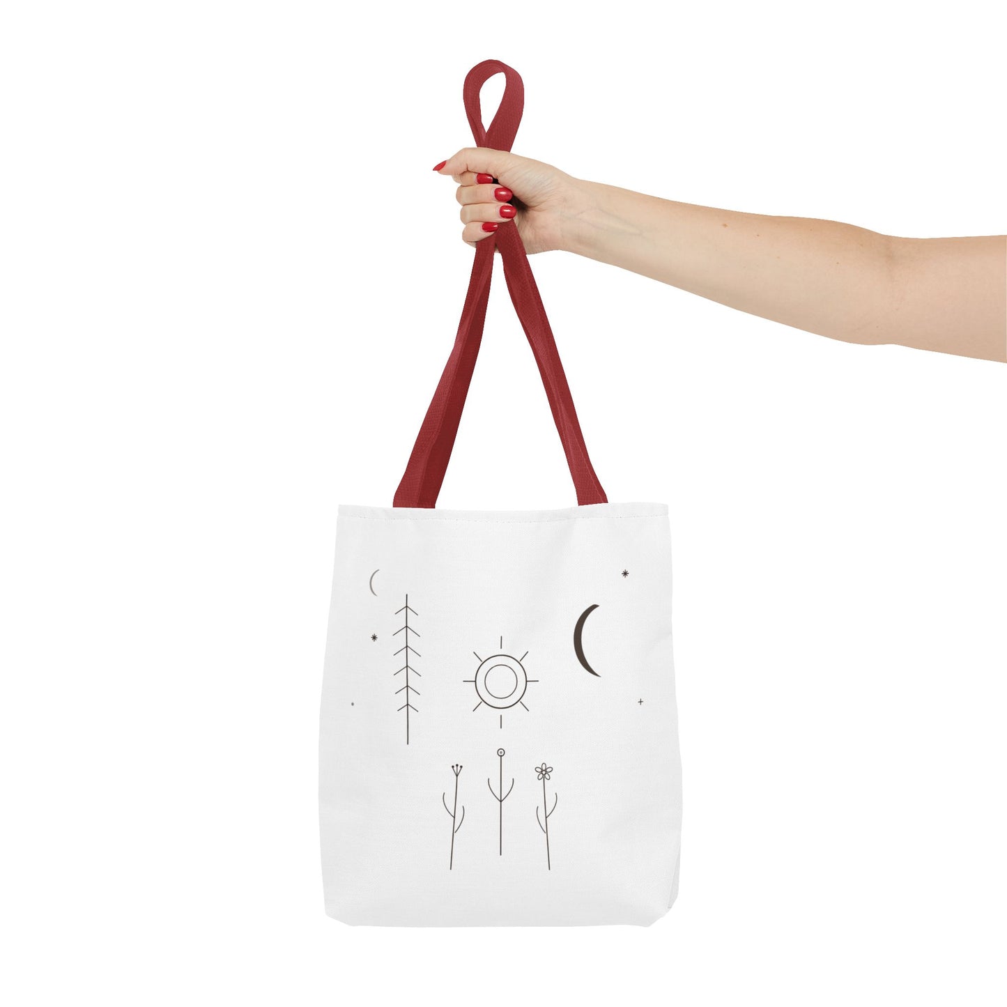 Minimal Moon and Sun Botanical Tote | Celestial Line Art Bag