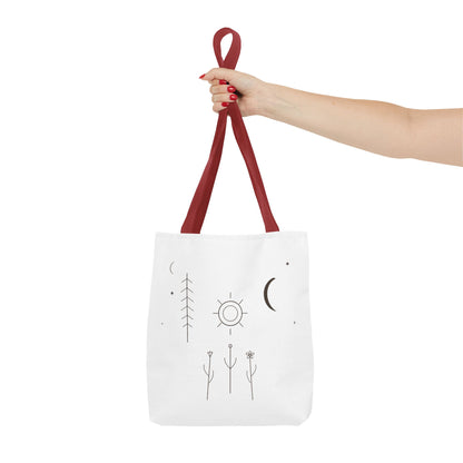 Minimal Moon and Sun Botanical Tote | Celestial Line Art Bag