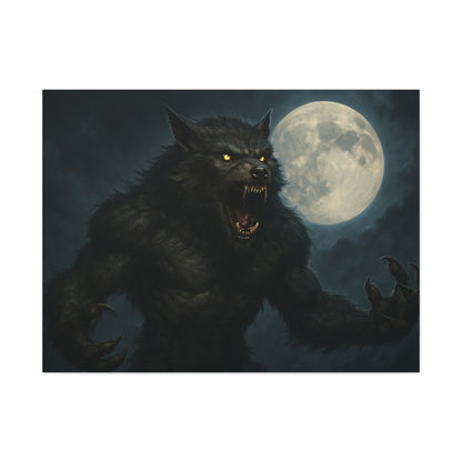 Werewolf Moon Canvas Art | Dark Fantasy Decor for Halloween, Gothic Home, Werewolf Lover Gift, Unique Wall Art, Spooky Decor - TRV