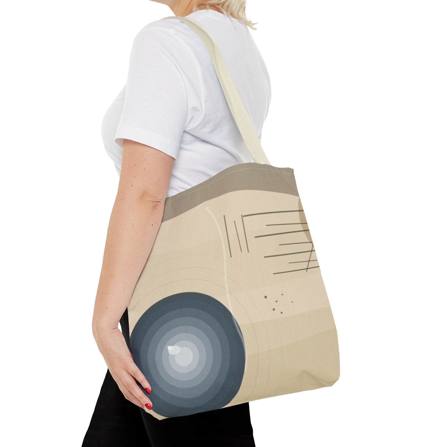 Abstract Neutral Waves Tote Bag | Geometric Circle Pattern