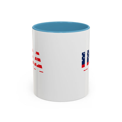 USA Flag Accent Coffee Mug — Patriotic 11/15oz Ceramic Coffee Cup