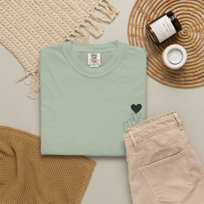 Unisex Garment-Dyed T-Shirt with Heart Design | Casual Trendy Wear for All Occasions