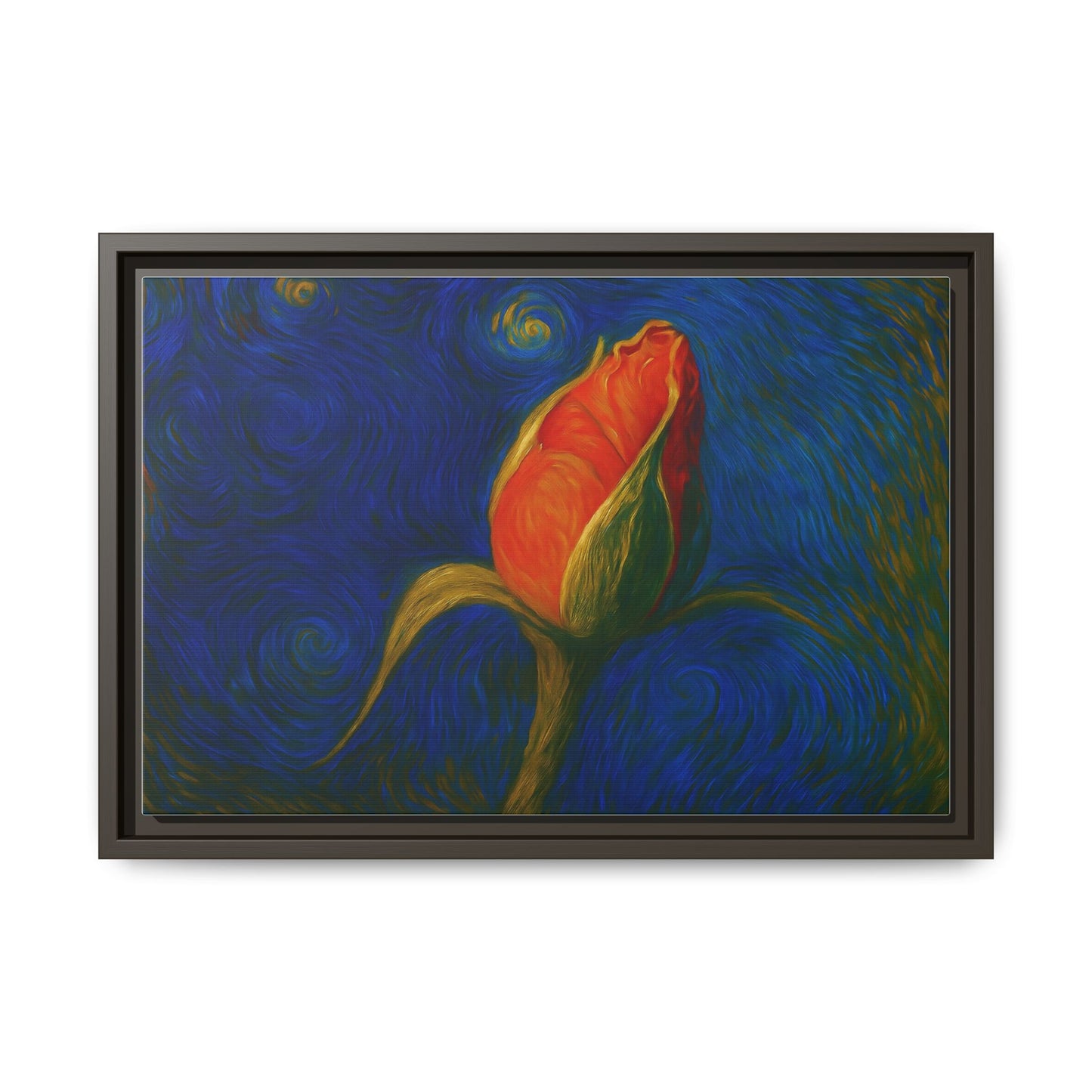 Red Rose Bud Painting Canvas Framed | Matte Wall Art - TRV