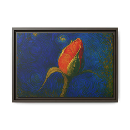 Red Rose Bud Painting Canvas Framed | Matte Wall Art - TRV