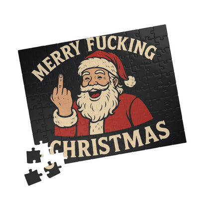 Irreverent Merry Christmas Puzzle | Santa Middle Finger Holiday Jigsaw