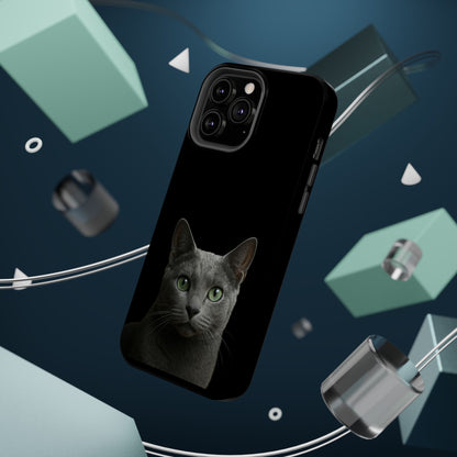 Russian Blue Cat Phone Case — Magnetic Impact-Resistant iPhone Cover