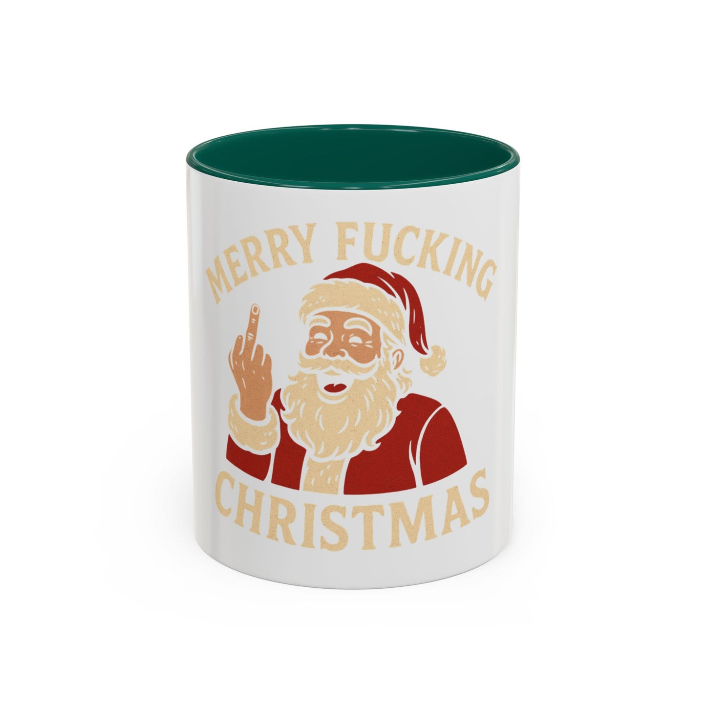 Irreverent Merry Christmas Mug — Funny Santa Middle Finger Coffee Cup (11oz & 15oz)
