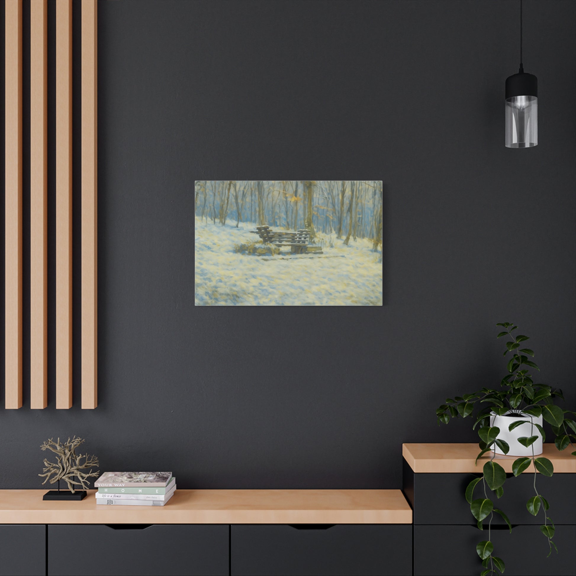 Winter Serenity Canvas Wall Art, Cozy Living Room Decor, Nature Landscape Print, Gift for Art Lovers, Home Decor, Seasonal Artwork - TRV