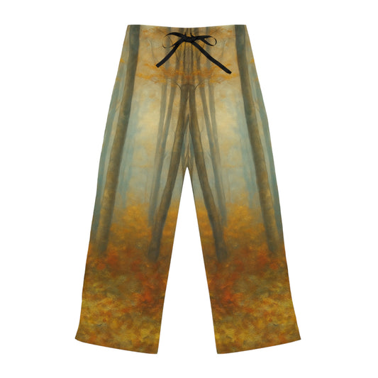 Cozy Autumn Women's Pajama Pants, Fall Loungewear, Forest Print Sleep Pants, Relaxing Homewear, Perfect Gift for Her - TRV