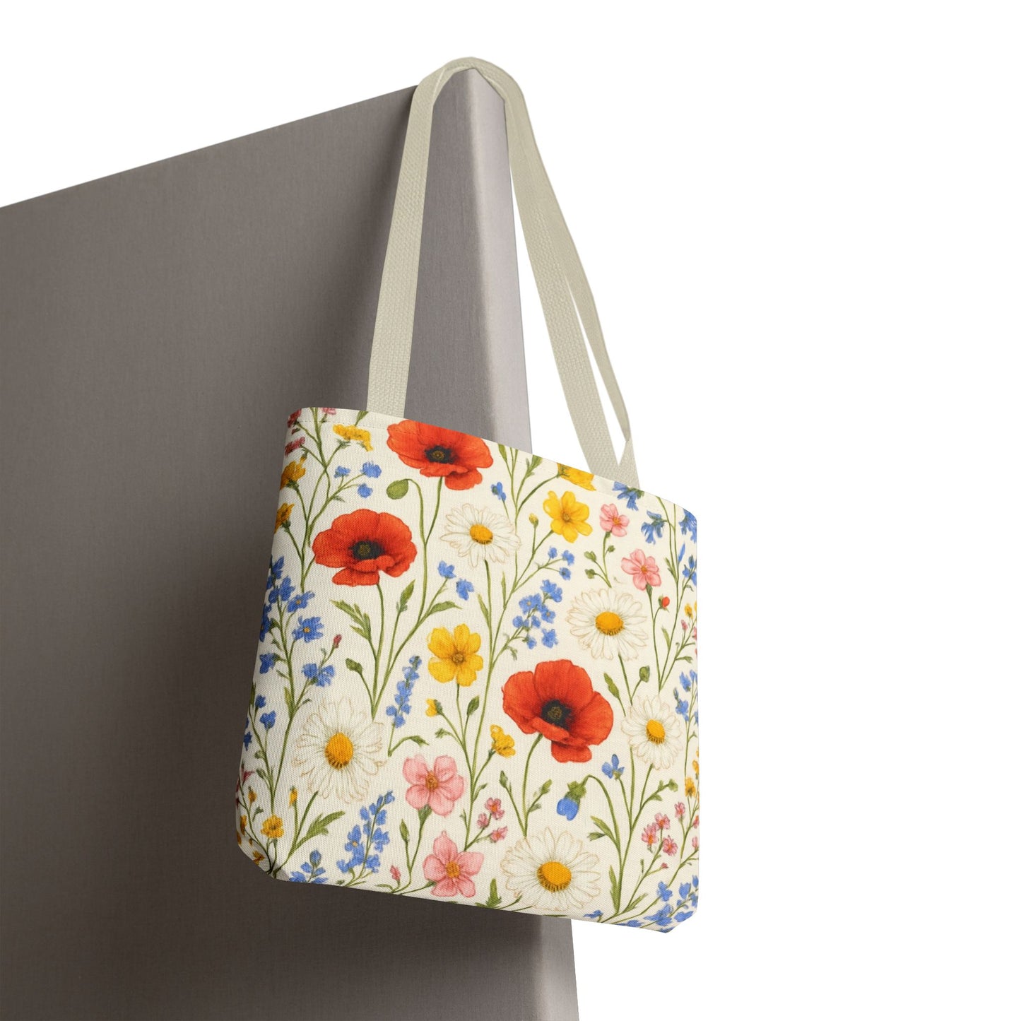 Wildflower Poppy Print Tote Bag | Floral All-Over Pattern