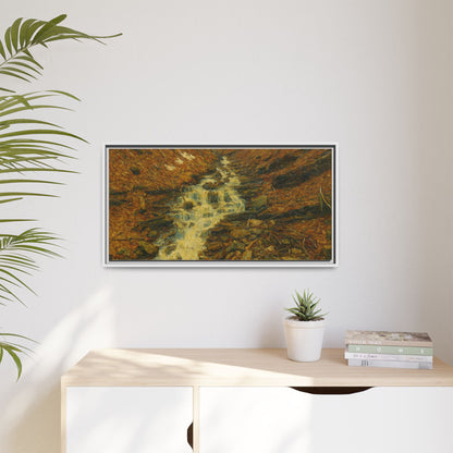 Serene Abstract Nature Canvas Art, Framed Wall Decor, Rustic Home Accent, Earthy Tone Artwork, Tranquil River Scene - TRV