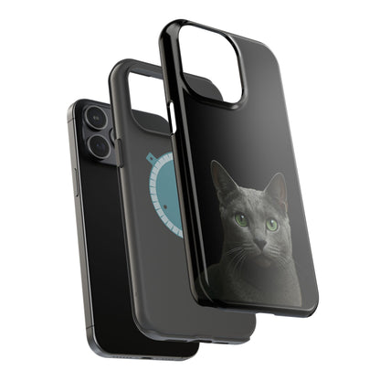 Russian Blue Cat Phone Case — Magnetic Impact-Resistant iPhone Cover