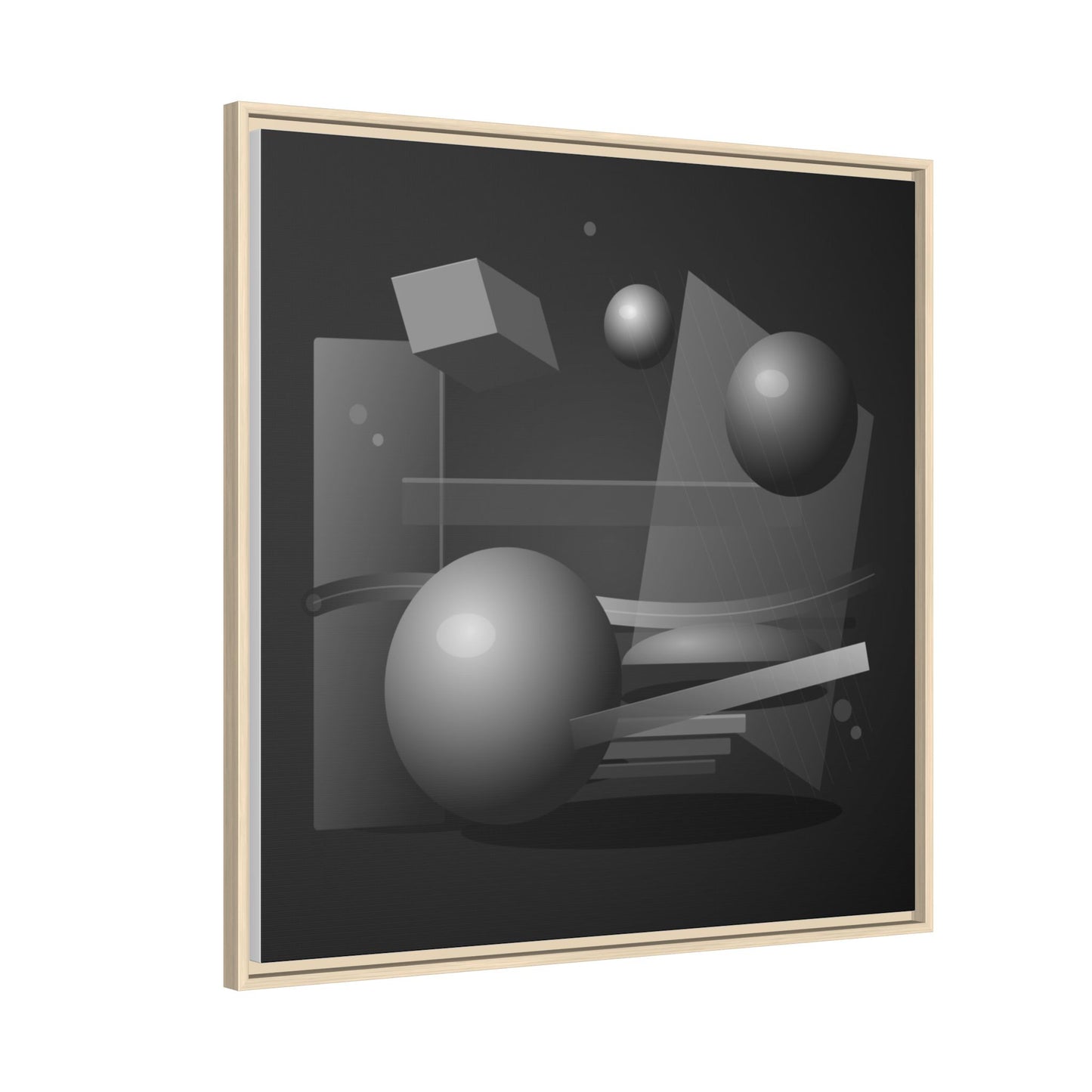 Monochrome Geometric Spheres Canvas Framed Wall Art | Matte Print