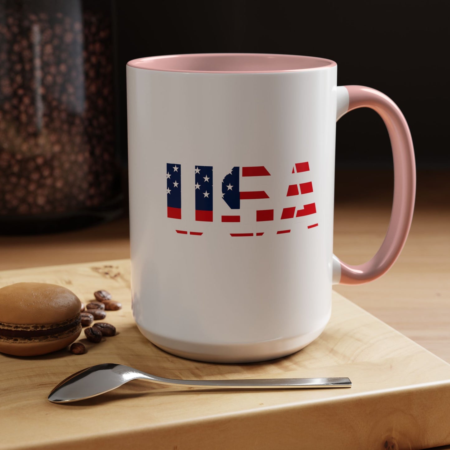 USA Flag Accent Coffee Mug — Patriotic 11/15oz Ceramic Coffee Cup
