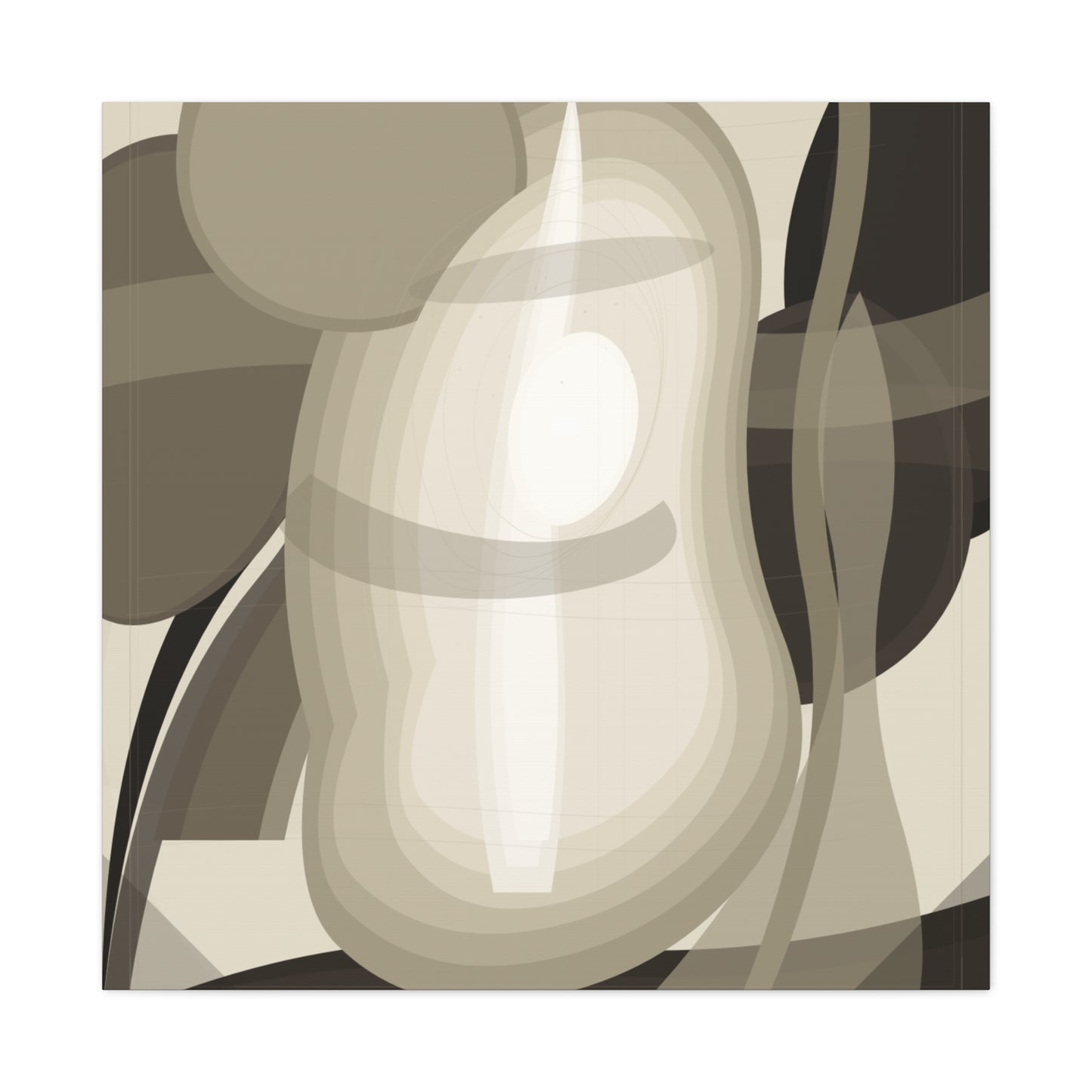 Abstract neutral pear still life on canvas print, featuring a modern design with soft tones, created by Printify.
