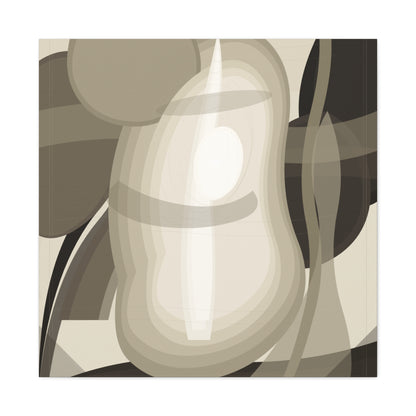 Abstract neutral pear still life on canvas print, featuring a modern design with soft tones, created by Printify.