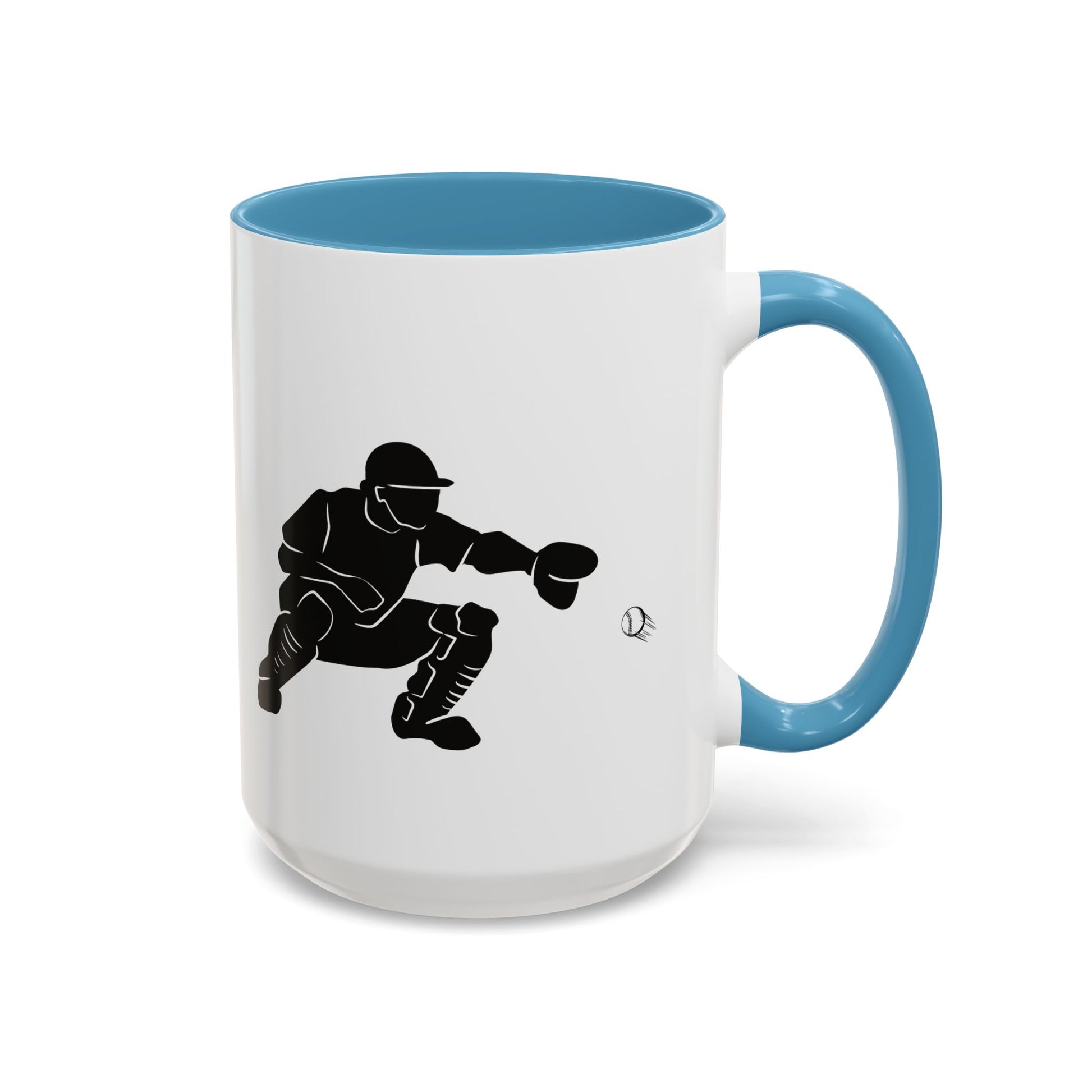 Baseball Catcher Coffee Mug, Sports Gift for Coaches, Black Accent Mug for Fans, Perfect for Birthdays & Celebrations, Unique Cup - TRV