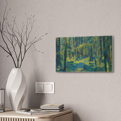 Sunlit Forest Path Canvas – Impressionist Woodland Wall Art