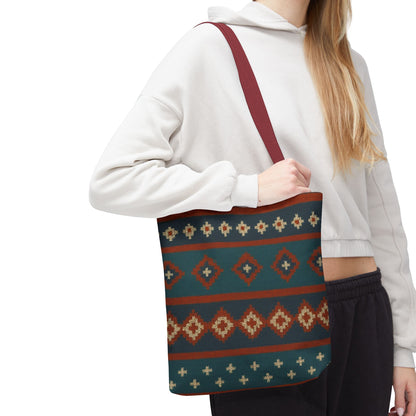 Southwestern Diamond Pattern Tote Bag | Aztec Tribal Geometric Print - TRV