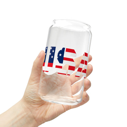 Patriotic USA Sipper Glass, 16oz — American Flag Straw Tumbler