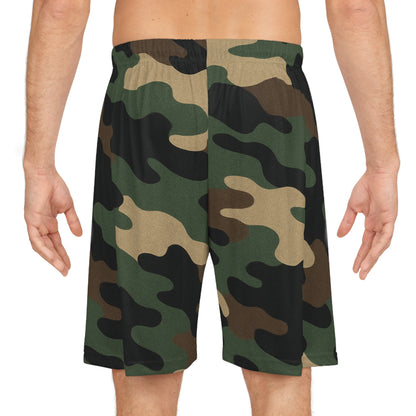 Camo Basketball Shorts, Trendy Athletic Wear, Summer Sports Gear, Gift for Gym Lovers, Stylish Workout Shorts - TRV