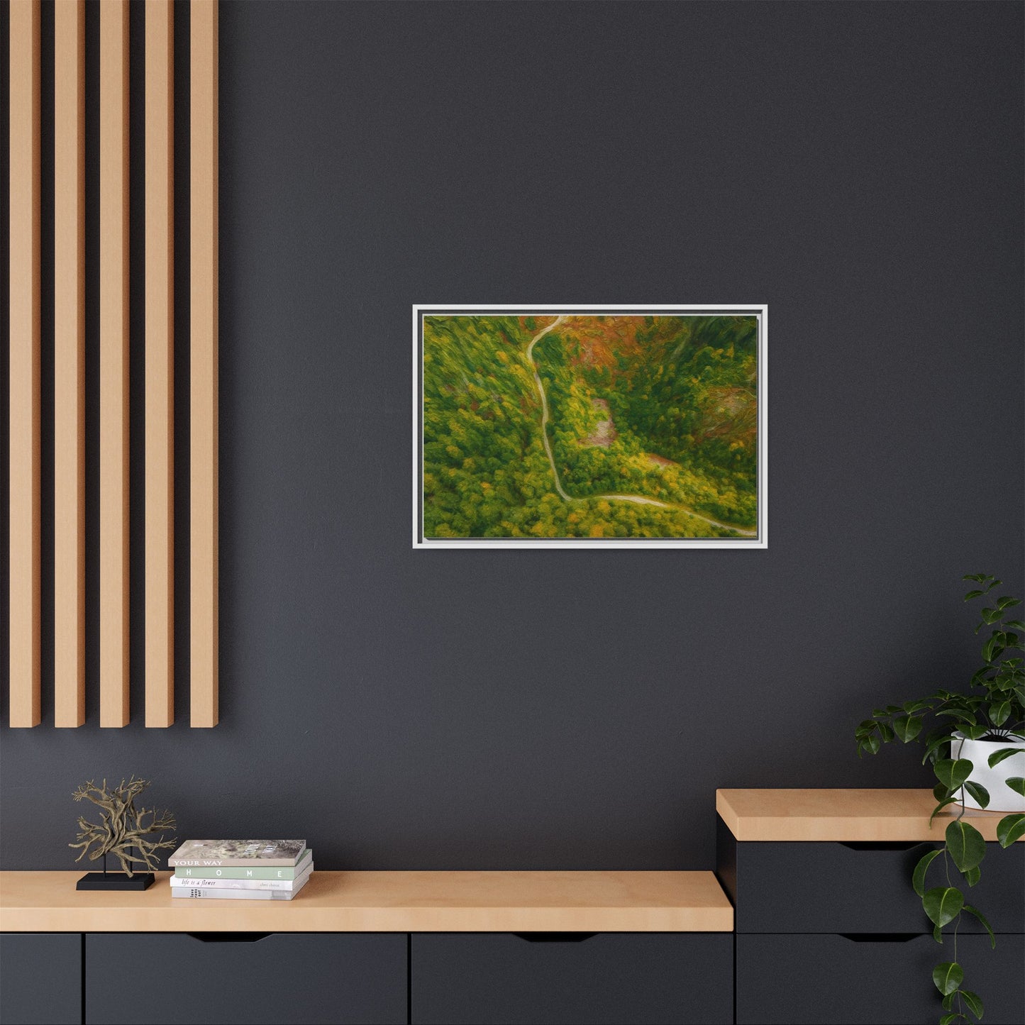 Framed Nature Canvas Art Print, Vibrant Forest Wall Decor, Abstract Landscape Artwork, Home Decoration, Gift for Nature Lovers - TRV