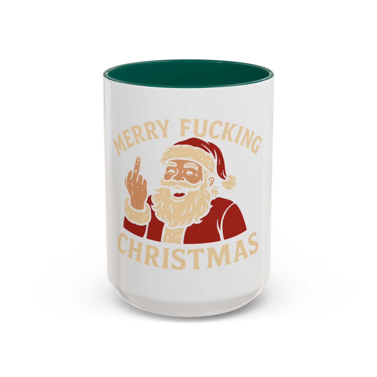 Irreverent Merry Christmas Mug — Funny Santa Middle Finger Coffee Cup (11oz & 15oz)