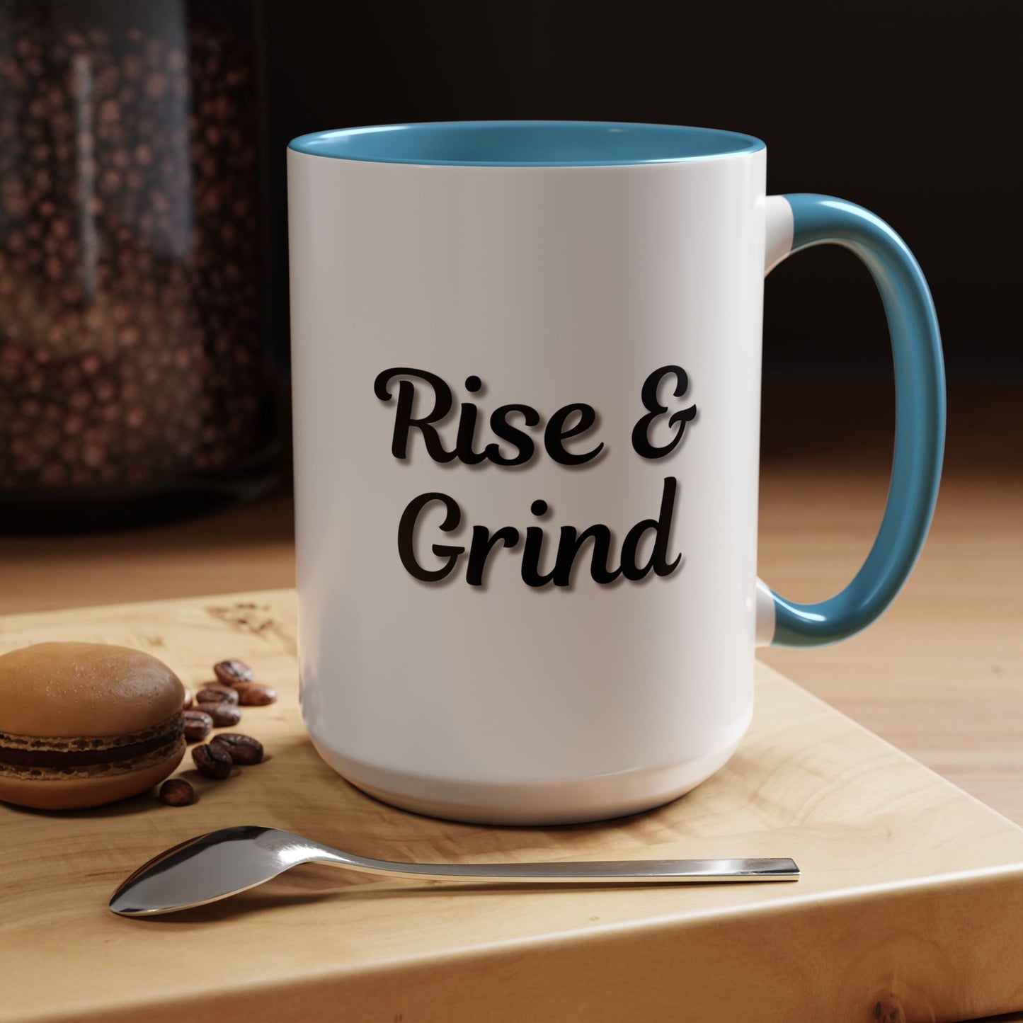 Rise & Grind Coffee Mug – Motivational Black Accent Mug for Daily Inspiration - TRV