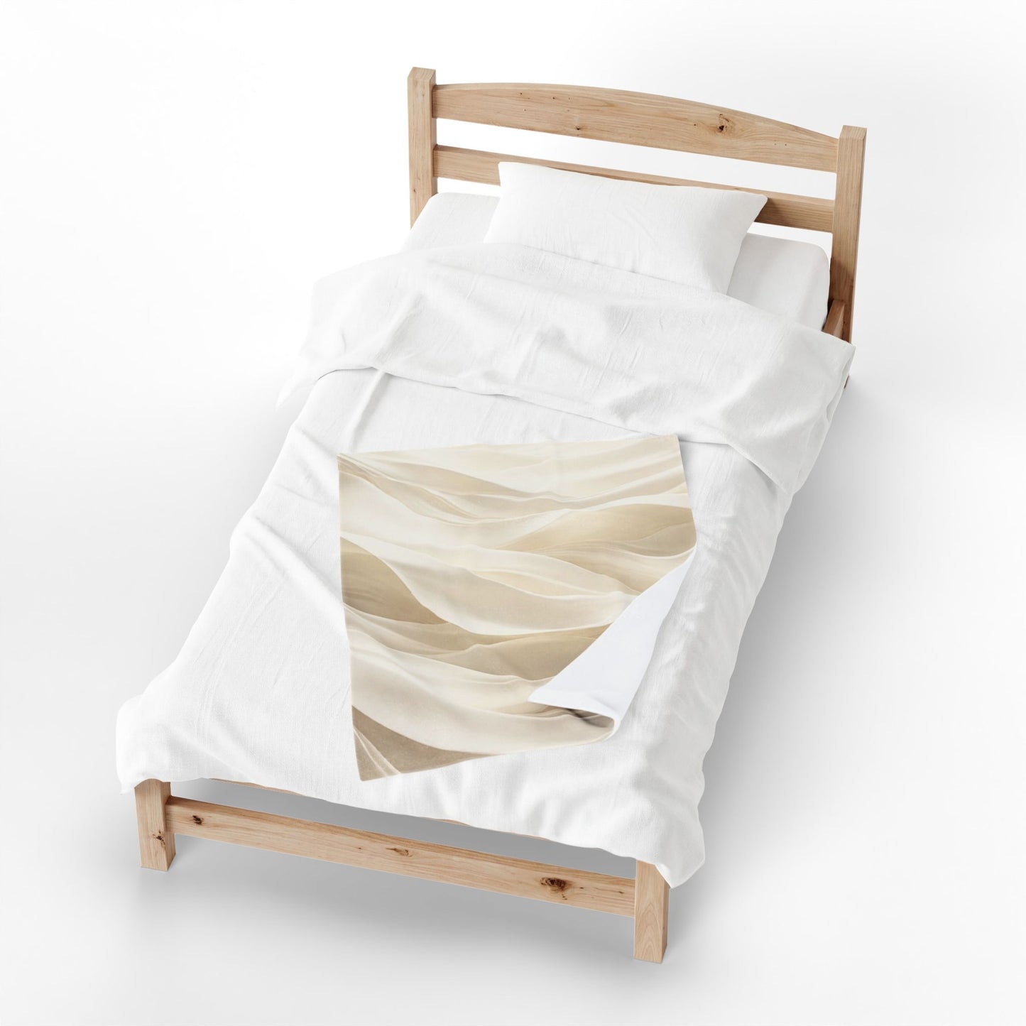 Neutral Abstract Waves Velveteen Plush Blanket | Beige Swirl Pattern