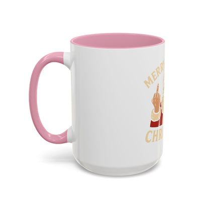 Irreverent Merry Christmas Mug — Funny Santa Middle Finger Coffee Cup (11oz & 15oz)