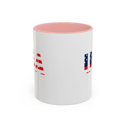 USA Flag Accent Coffee Mug — Patriotic 11/15oz Ceramic Coffee Cup